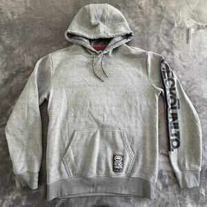 Ecko Unltd. Fleece Hoodie Gray Pullover Men's Medium Hooded Logo Pockets
